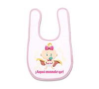 SUPERMOLON Babero Bebé niña Aquí mando yo Rosa pastel con Autocierre