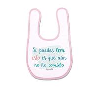 SUPERMOLON Babero Bebe Si puedes leer esto es que aún no he comido Rosa pastel con Autocierre