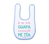SUPERMOLON Babero Bebé Si yo soy guapa, imagínate mi tía Azul celeste con Autocierre