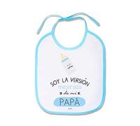 SUPERMOLON Babero Bebé Soy la versión mejorada de mi papá Azul celeste con cordones
