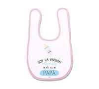 SUPERMOLON Babero Bebé Soy la versión mejorada de mi papá Rosa pastel con Autocierre