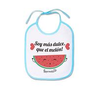 SUPERMOLON Babero Bebe Soy más dulce que el melón Azul celeste con cordones