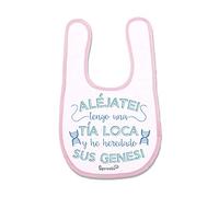 SUPERMOLON Babero Bebé Tía loca Rosa pastel con autocierre