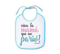 SUPERMOLON Babero Bebe Viva la mamá que me parió Azul celeste con cordones