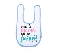 SUPERMOLON Babero Bebe Viva la mamá que me parió Azul celeste con velcro