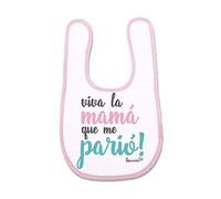SUPERMOLON Babero Bebe Viva la mamá que me parió Rosa pastel con velcro