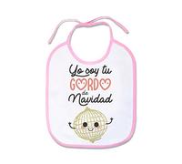 SUPERMOLON Babero bebé Yo soy tu gordo de Navidad Rosa pastel con cordones