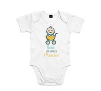 SUPERMOLON Body bebé algodón Bebé con ganas de marcha 3 meses Blanco Manga corta
