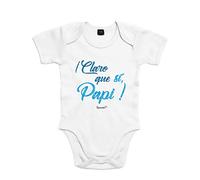 SUPERMOLON Body bebé algodón Claro que sí papi 12 meses Blanco Manga corta