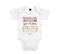 SUPERMOLON Body bebé algodón estamos más buenas que el pan 6 meses Blanco Manga corta