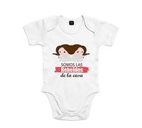 SUPERMOLON Body bebé algodón Gemelas Somos las rebeldes de la casa 6 meses Blanco Manga corta