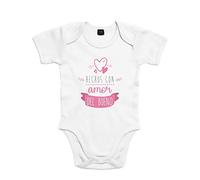 SUPERMOLON Body bebé algodón Hechos con amor del bueno 12 meses Blanco Manga corta