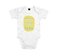 SUPERMOLON Body bebé algodón Mamá menos mimos y más teta 3 meses Blanco Manga corta