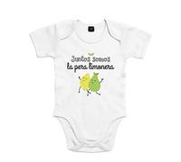 SUPERMOLON Body bebé algodón Mellizos Juntos somos la pera limonera 9 meses Blanco Manga corta