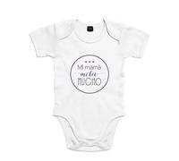 SUPERMOLON Body bebé algodón Mi mamá mola mucho 3 meses Blanco Manga corta