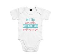 SUPERMOLON Body bebé algodón Mi tía necesita un babero más que yo 9 meses Blanco Manga corta