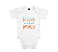 SUPERMOLON Body bebé algodón Mi tío y yo la liamos allá donde vamos 3 meses Blanco Manga corta