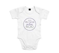 SUPERMOLON Body bebé algodón Mis mamás molan mucho 6 meses Blanco Manga corta