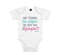 SUPERMOLON Body bebé algodón no tengo la culpa de ser tan guapa 9 meses Blanco Manga corta
