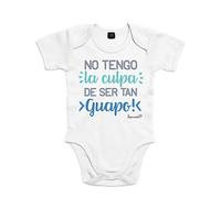 SUPERMOLON Body bebé algodón no tengo la culpa de ser tan guapo 3 meses Blanco Manga corta