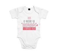 SUPERMOLON Body bebé algodón Papá, lo nuestro fue amor a primera vista 6 meses Blanco Manga corta