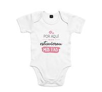 SUPERMOLON Body bebé algodón Por aquí estuvieron mis tías 12 meses Blanco Manga corta