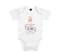 SUPERMOLON Body bebé algodón Soy el resultado perfecto del amor de mis papis 3 meses Blanco Manga corta