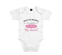 SUPERMOLON Body bebé algodón Todas las mujeres me adoran, en especial mis abuelas 3 meses Blanco Manga corta