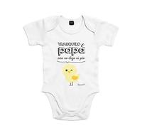 SUPERMOLON Body bebé algodón Tranquilo papá, aún no digo ni pío 3 meses Blanco Manga corta