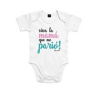 SUPERMOLON Body bebé algodón Viva la mamá que me parió! 6 meses Blanco Manga corta