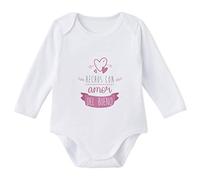 SUPERMOLON - Body Bebé con Frase - Hechos con Amor del Bueno - Algodón 100% - Manga Larga - Blanco - 9 Meses