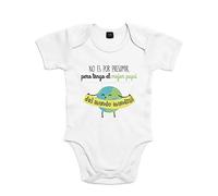 SUPERMOLON - Body Bebé con Frase - No es por Presumir pero Tengo el Mejor Papá del Mundo Mundial - Algodón 100% - Manga Corta - Blanco - 12 Meses