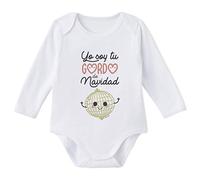 SUPERMOLON - Body Bebé con Frase - Yo Soy tu Gordo de Navidad - Algodón 100% - Manga Larga - Blanco - 12 Meses