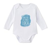 SUPERMOLON Body bebé manga larga A mi tía la tengo loca Blanco algodón para bebé 0-3 meses