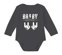 SUPERMOLON Body bebé manga larga Baby Born to rock Blanco algodón
