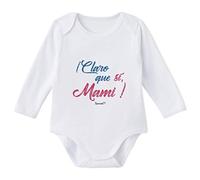 SUPERMOLON Body bebé manga larga Claro que sí mami Blanco algodón para bebé 6-9 meses
