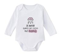 SUPERMOLON Body bebé manga larga De mayor quiero ser como mi mamá Blanco algodón para bebé 3-6 meses