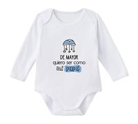 SUPERMOLON Body bebé manga larga De mayor quiero ser como mi papá Blanco algodón para bebé 0-3 meses