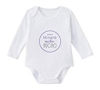 SUPERMOLON Body bebé manga larga Mi mamá mola mucho Blanco algodón para bebé 3-6 meses