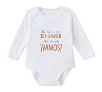 SUPERMOLON Body bebé manga larga Mi tío y yo la liamos allá donde vamos Blanco algodón para bebé 9-12 meses