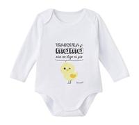 SUPERMOLON Body bebé manga larga Tranquila mamá, aún no digo ni pío Blanco algodón para bebé 3-6 meses