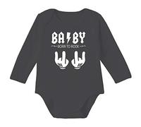SUPERMOLON Body negro bebé algodón Baby Born to rock manga larga (9-12 meses)