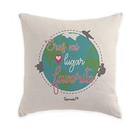SUPERMOLON Cojín Personalizado Eres mi Lugar Favorito - Regalo San Valentín, Enamorados, Aniversario, Amor - Cojín 40x40 cm con Relleno Incluido