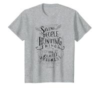 Supernatural Family Business Camiseta, Niños, Gris Jaspeado, 8 años