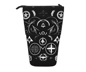 Supernatural Symbols - Estuche telescópico para lápices de pie, bolsa de maquillaje, estuche de almacenamiento, Black, Talla única