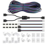 SUPERNIGHT 3528 2835,Conector de tira LED de 4 pines de 8 mm, kit de conector de luces de cuerda RGB, cable de extensión de 32.8 pies, PCB en forma de L (para tira de 8 mm de ancho)