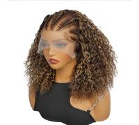 SUPERNOVA Peluca de cabello humano rizado degradado de 13 x 4 pulgadas, encaje frontal transparente rubio miel 4/27, peluca de cabello humano rizado profundo, preestilizado, prearrancado, pelucas