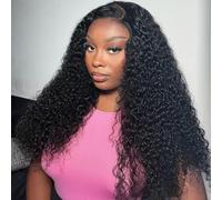 SUPERNOVA Peluca de cabello humano rizado sin pegamento, 7 x 5, precortada, con encaje frontal, sin pegamento, peluca rizada tipo afro, densidad 200, prearrancada, para mujeres negras, 24 pulgadas
