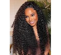 SUPERNOVA Wear and Go - Peluca de cabello humano rizado sin pegamento, encaje frontal, 28 pulgadas, 13 x 6 pulgadas, pelucas de cabello humano virgen virgen prearrancado, nudos blanqueados, densidad