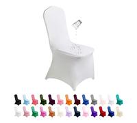 SuperO Funda Impermeable de Elastano para Silla, 25 Fundas de Elastano para sillas de Comedor, Fundas Impermeables para sillas Protectoras elásticas para Fiestas, Banquetes, Eventos de Boda (Blanco)